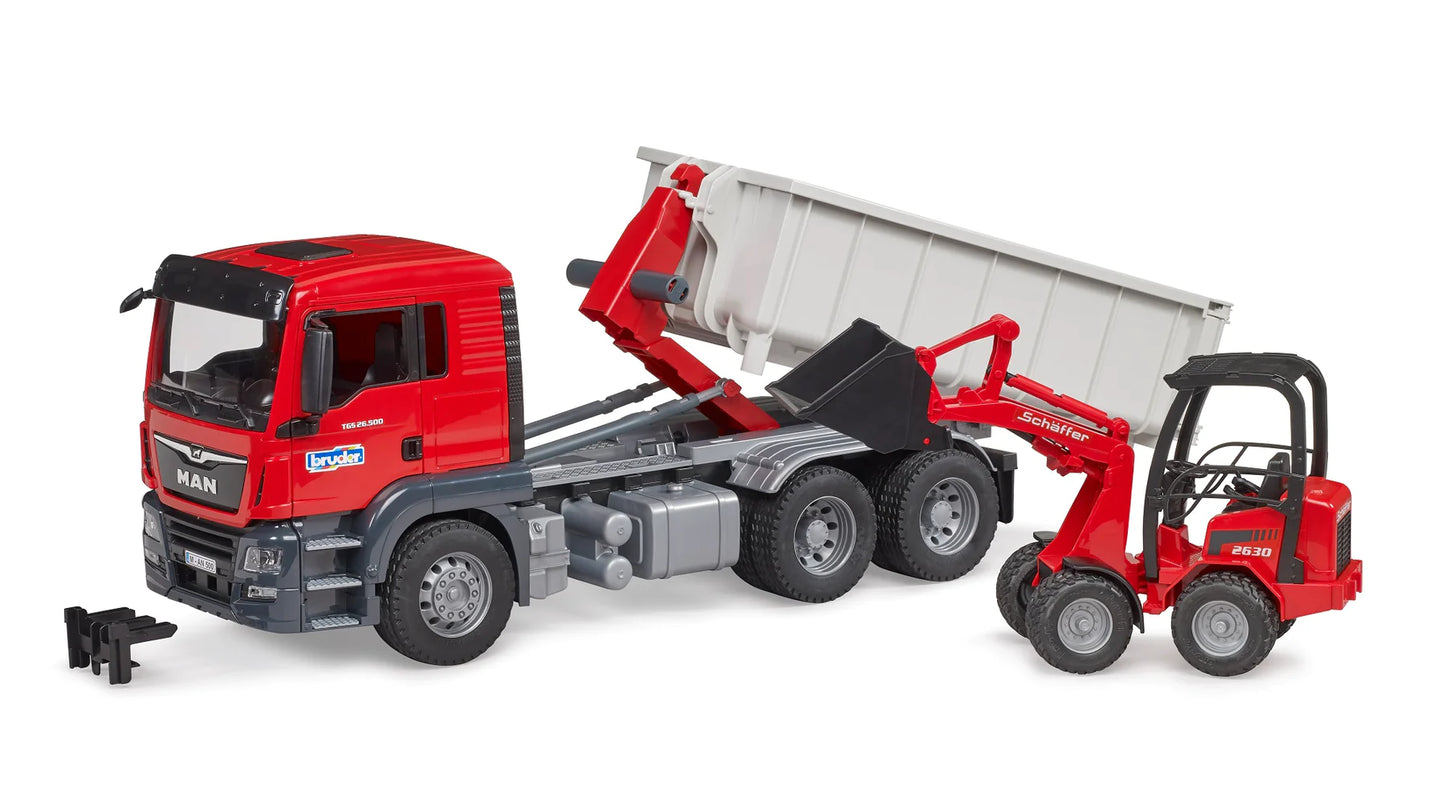 MAN TGS Truck w/Roll-Off-Container & Compact Loader