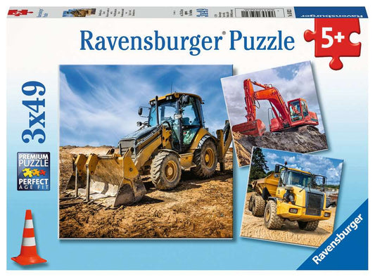 Diggers at Work 49pc Puzzles Set of 3
