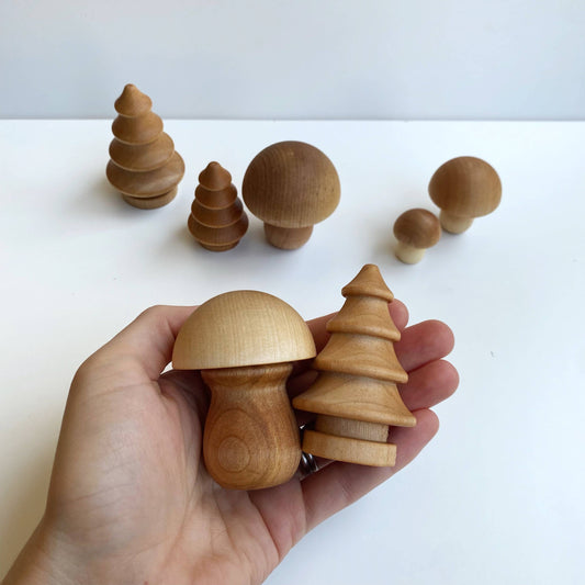 Forest Wood Mushroom Set | Tree Set Montessori Pretend Play: Finished