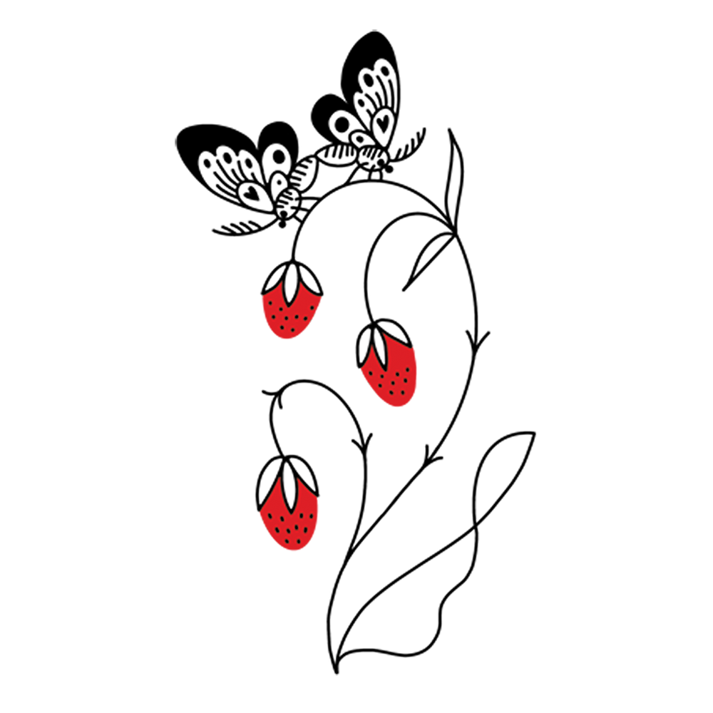 Strawberry Branch Tattoo Pair