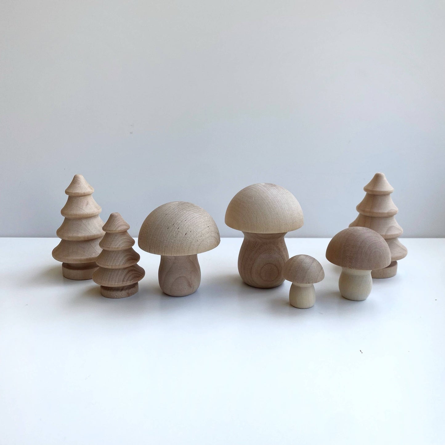 Forest Wood Mushroom Set | Tree Set Montessori Pretend Play: Finished