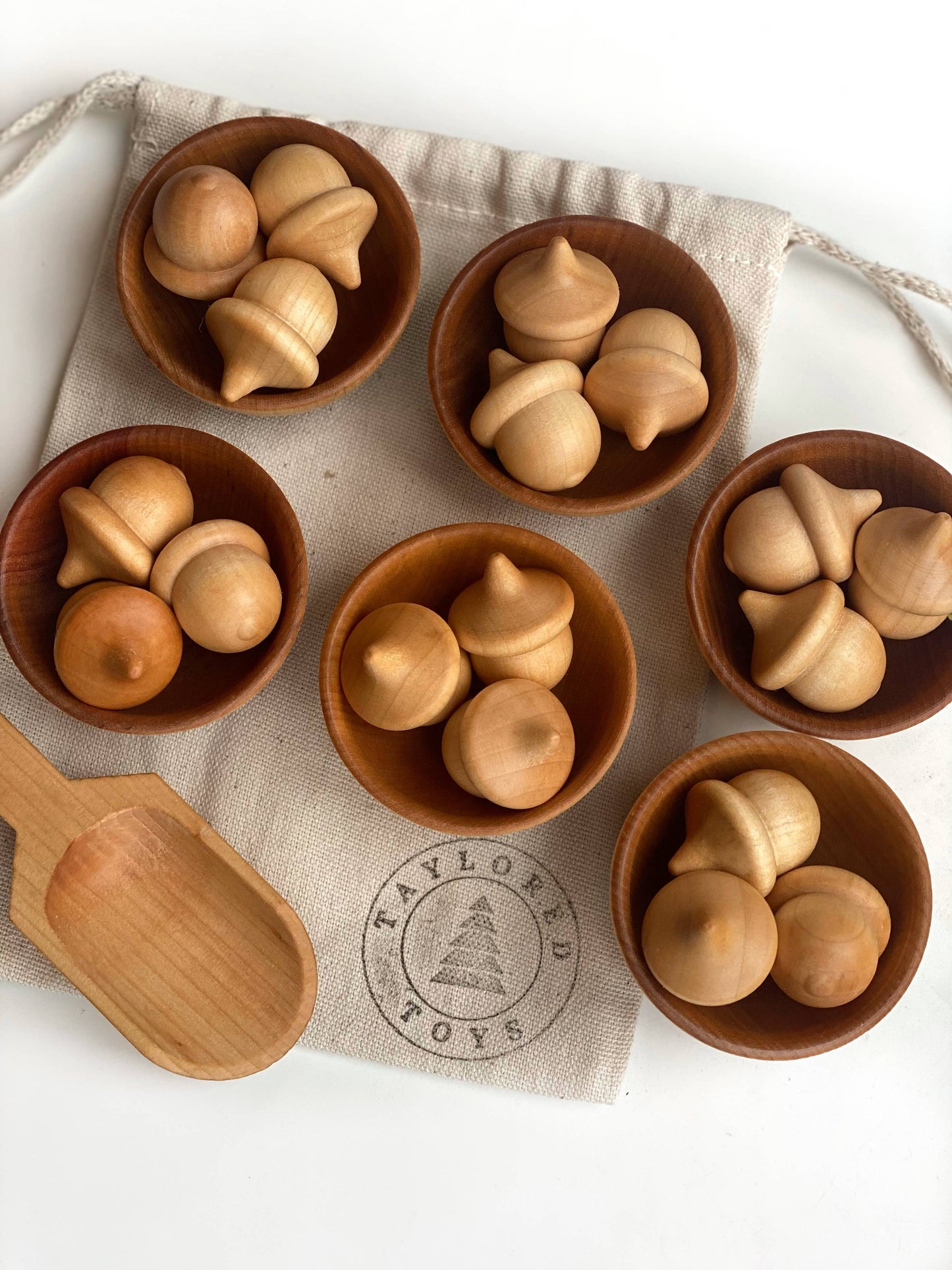 Montessori Waldorf Wood Acorn Sorting Game