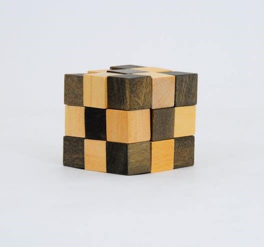 Wooden Snake Cube Puzzle, Natural