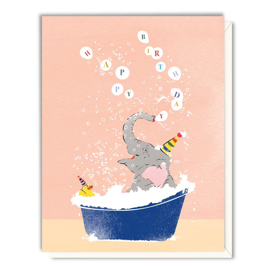 Splashing Elephant Birthday Card