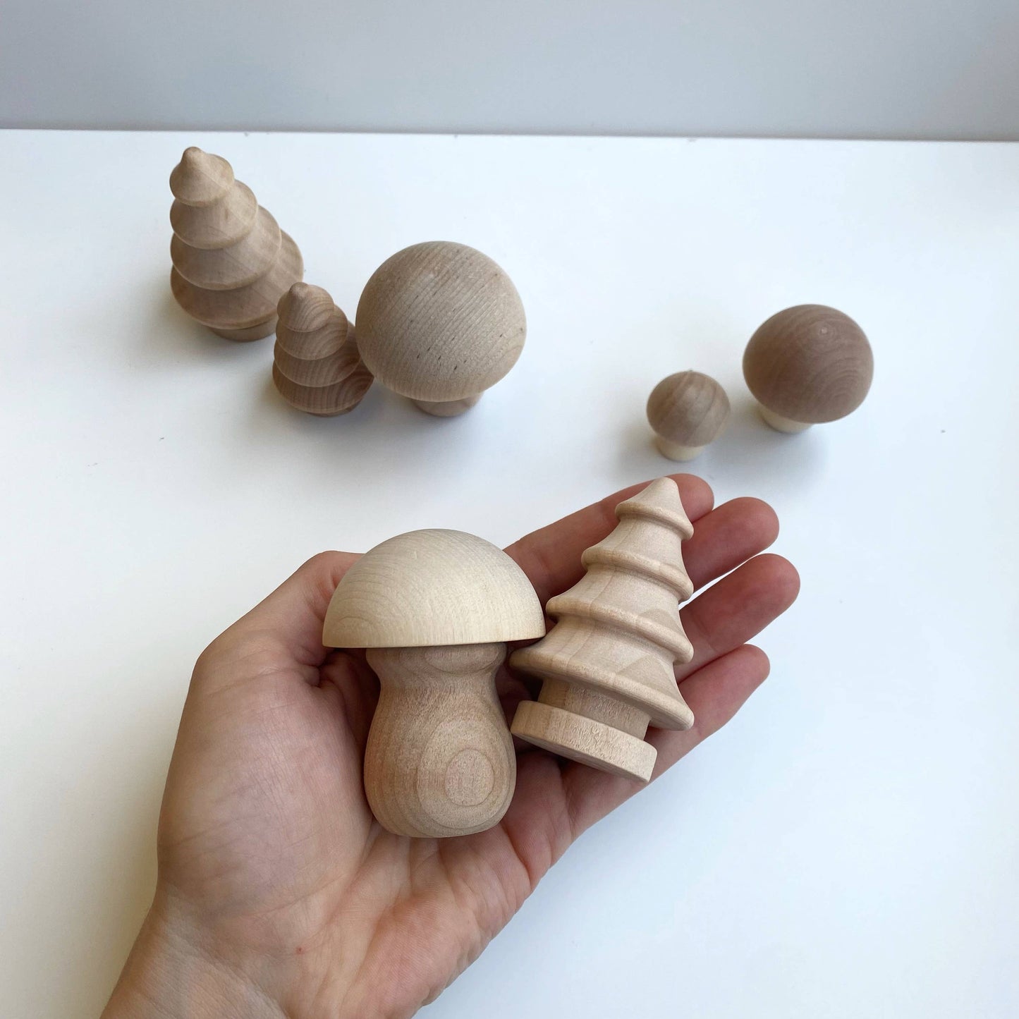 Forest Wood Mushroom Set | Tree Set Montessori Pretend Play: Finished