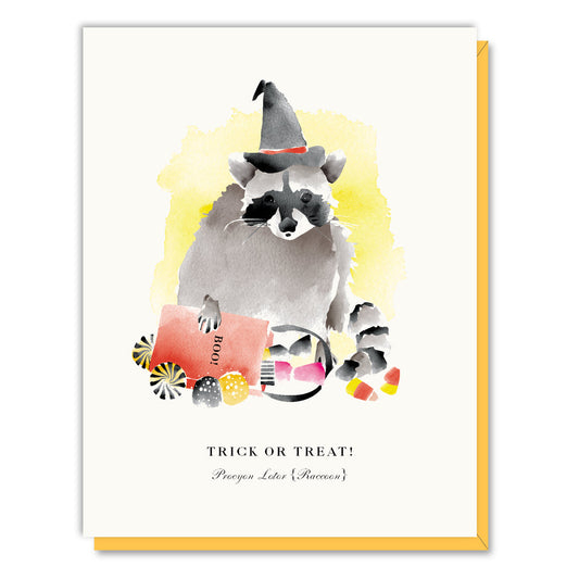 Raccoon Trick or Treat Card