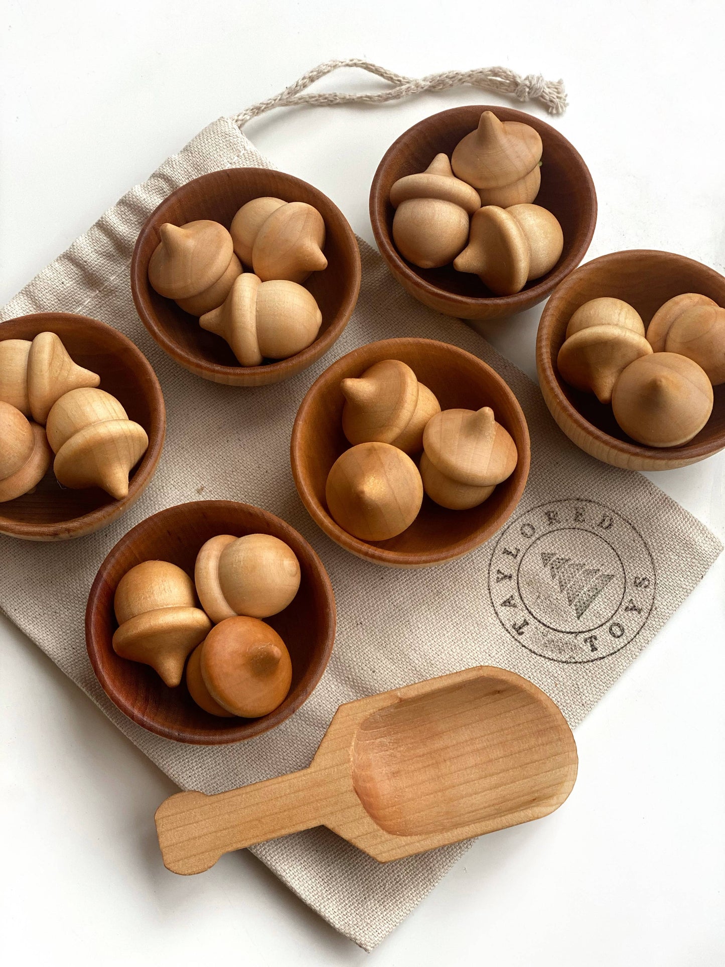 Montessori Waldorf Wood Acorn Sorting Game