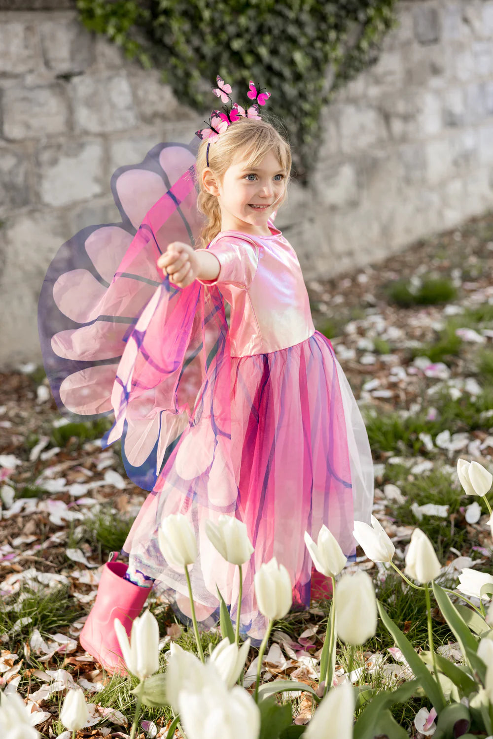 Butterfly Twirl Dress with Wings, Pink