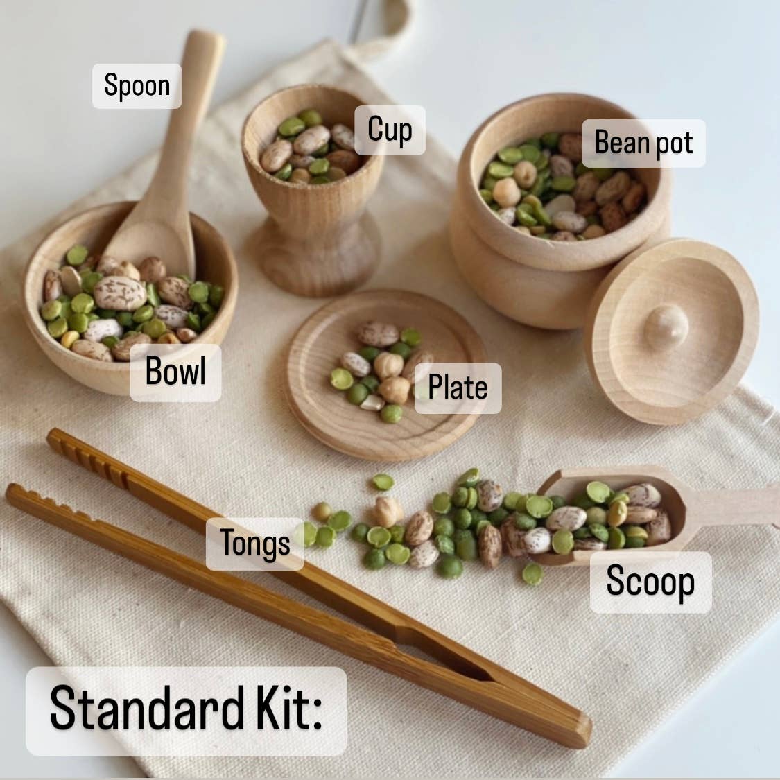 Montessori Waldorf Wooden Sensory Bin Tool Kit