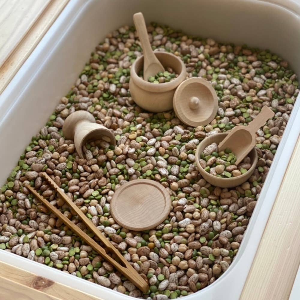 Montessori Waldorf Wooden Sensory Bin Tool Kit