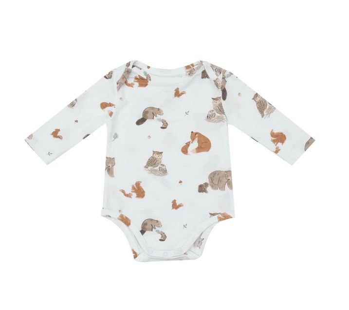 Mixed Woodland Animals Blue Bodysuit