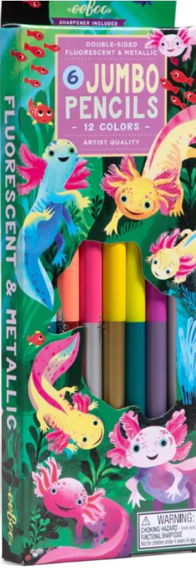Axolotl 6 Double-Sided Jumbo Pencils