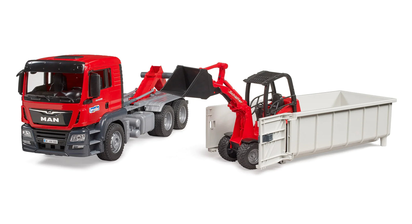 MAN TGS Truck w/Roll-Off-Container & Compact Loader