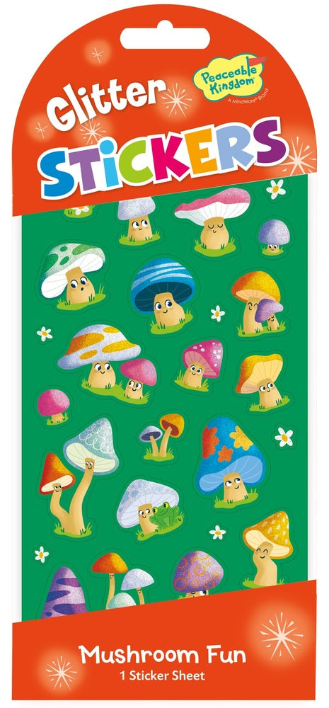 Mushroom Fun Glitter Sticker Sheet