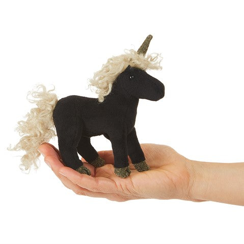 Mini Black Unicorn Finger Puppet