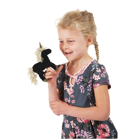 Mini Black Unicorn Finger Puppet