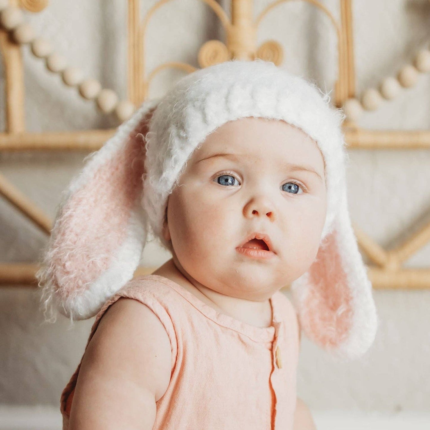 Lop Ear Bunny White Beanie Hat