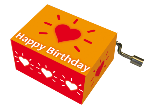 Happy Birthday Music Box - Orange Heart