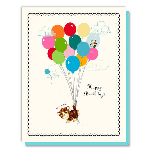 Birthday Balloon Kitten Card