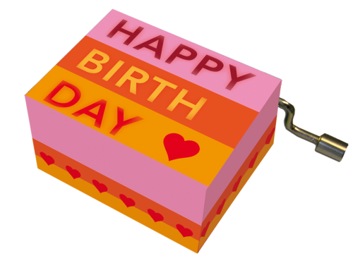 Happy Birthday Music Box - Stripes & Hearts