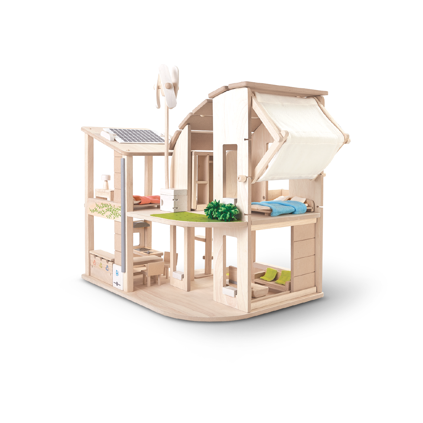 Green Dollhouse with Furniture