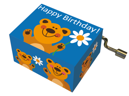 Happy Birthday Music Box - Bear with Flowers