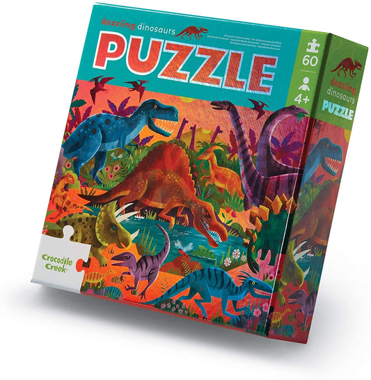 60pc Foil Puzzle-Dazzling Dinosaurs