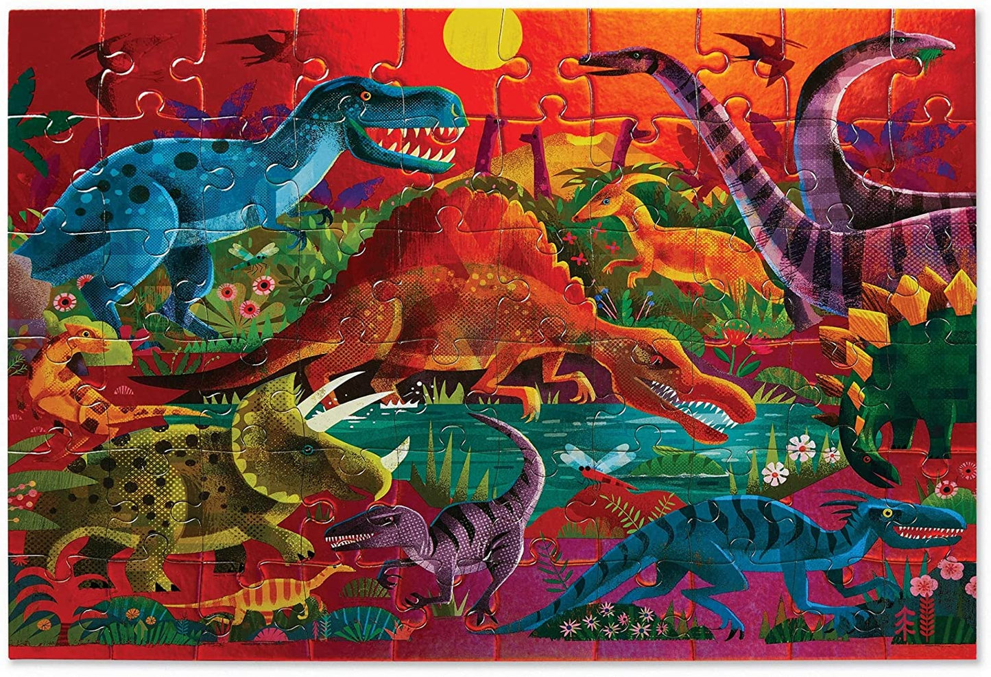 60pc Foil Puzzle-Dazzling Dinosaurs