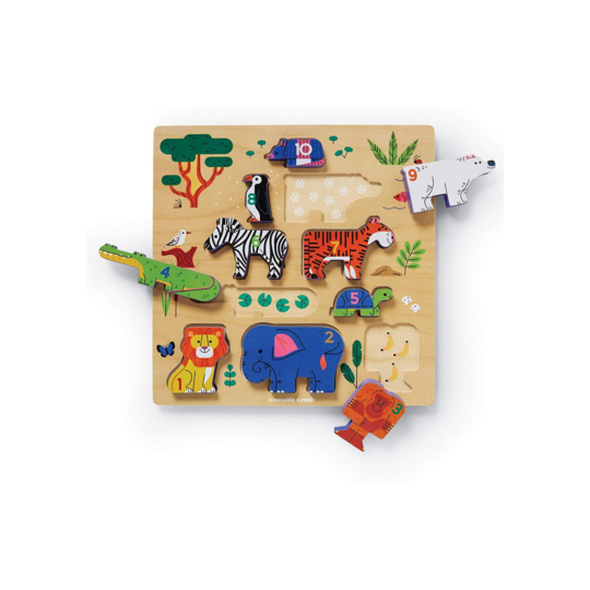 10pc Stacking Wood Puzzle-123 Zoo