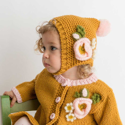 Huggalugs Gold Poppy Knit Bonnet
