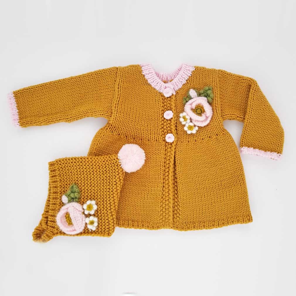 Huggalugs Gold Poppy Knit Sweater