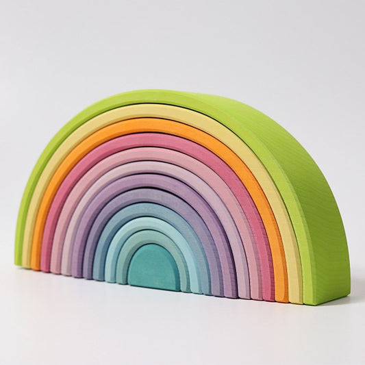 Grimm's Wooden Pastel Rainbow Tunnel, Large