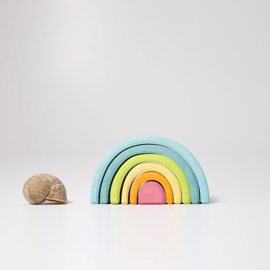 Grimm's Wooden Pastel Rainbow Tunnel, Small
