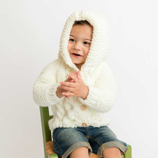 Huggalugs Cream Hooded Knit Coat Sweater