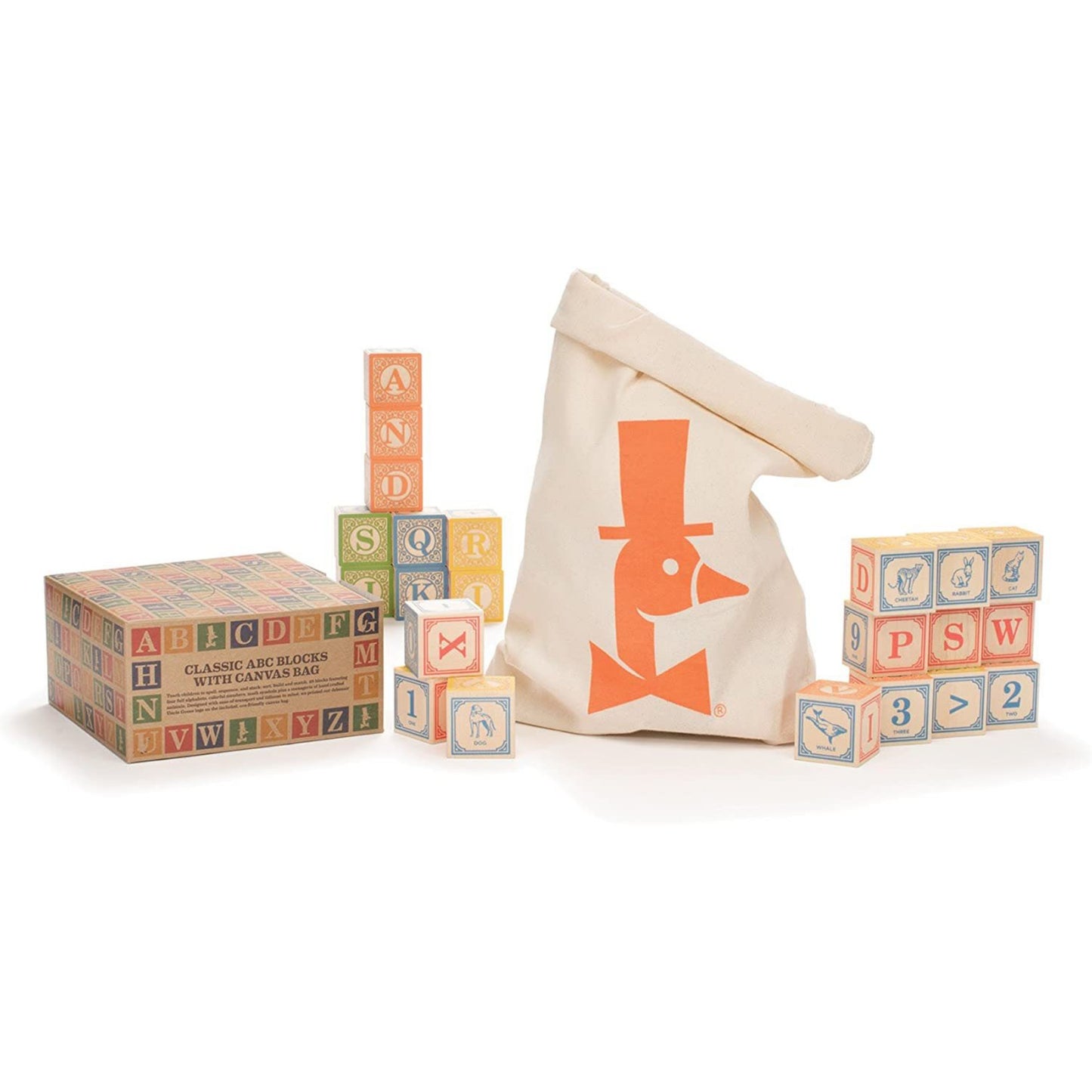 Classic ABC Wooden Blocks with Canvas Bag