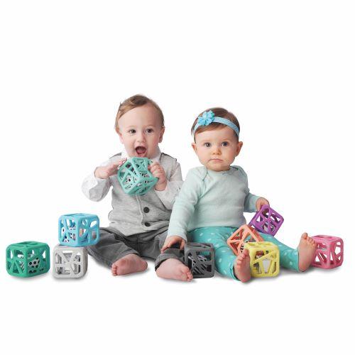 Chew Cube Teether Rattle Marble Grey