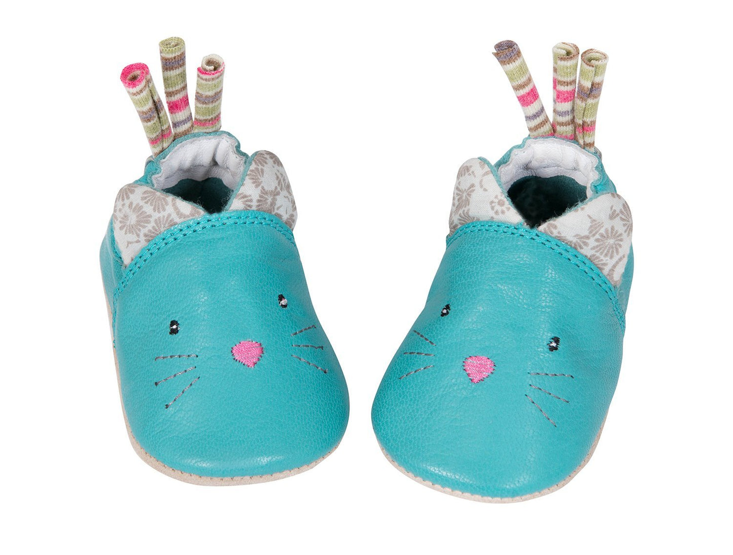Blue Cat Leather Baby Slippers