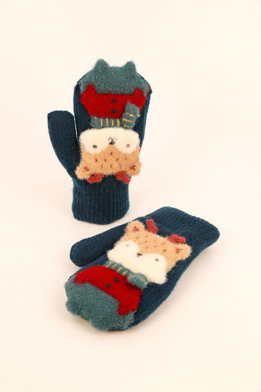 Powder Pal Mittens - Teal Reindeer