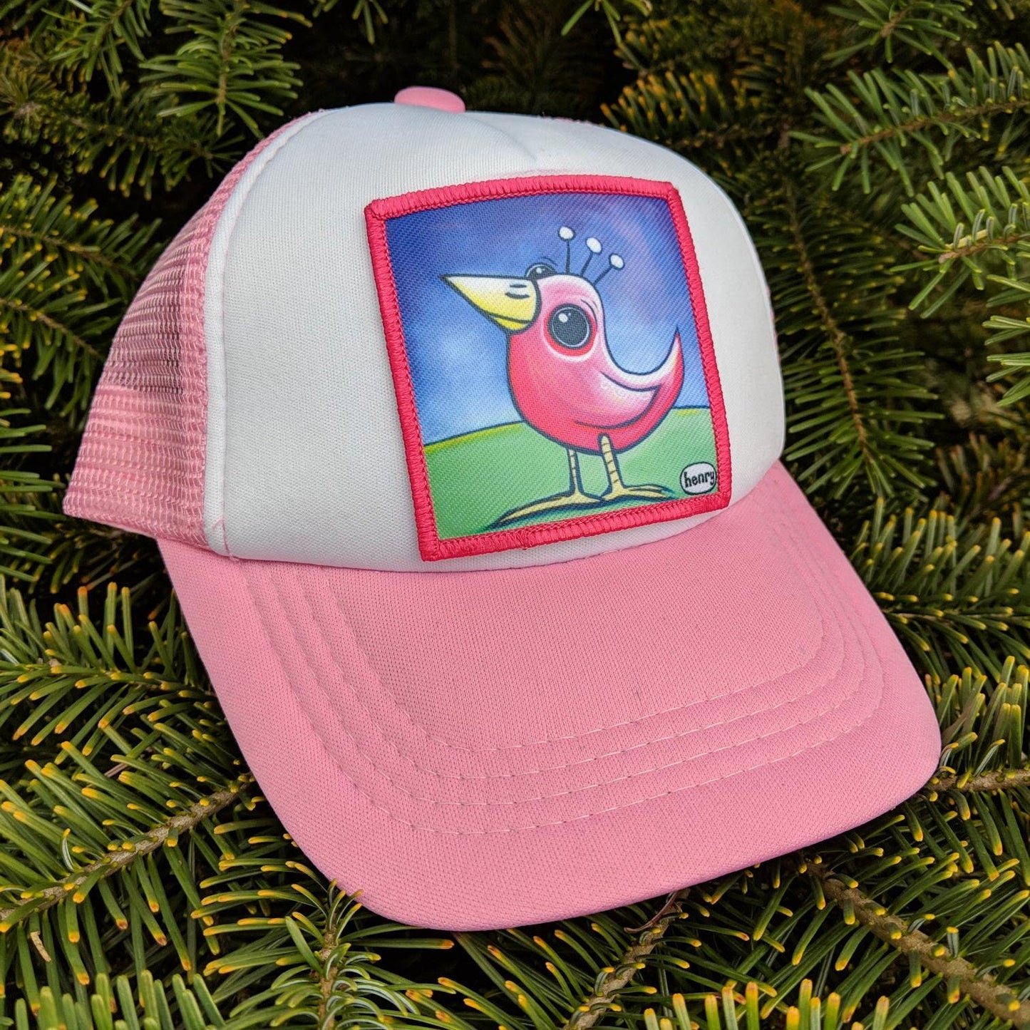 Toddler Pink Bird Trucker Hat