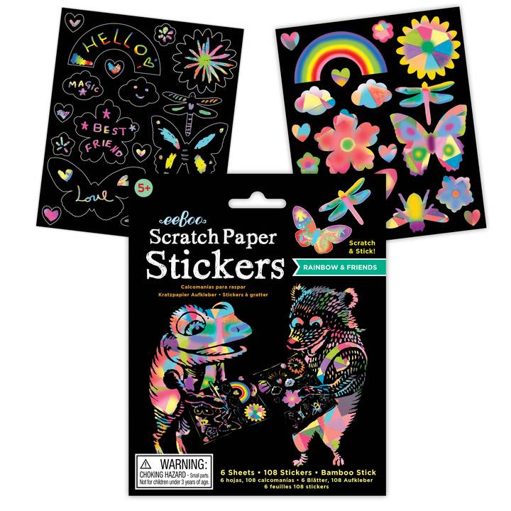 Rainbow and Friends Scratch Paper Stickers
