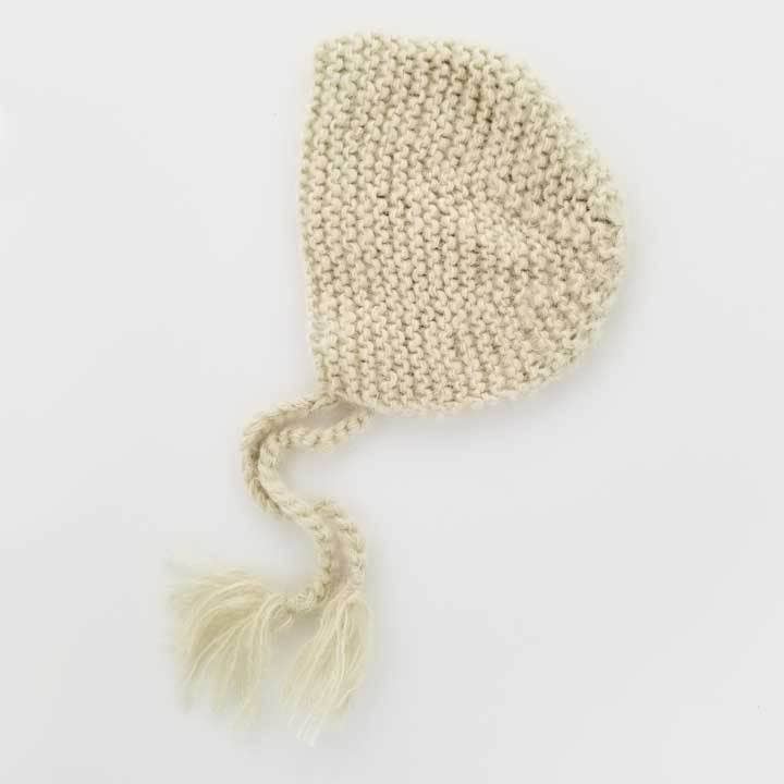 Newborn Beige Angora Knit Bonnet