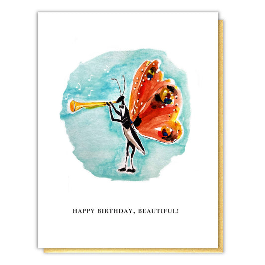 Butterfly Trumpeter Birthday Card