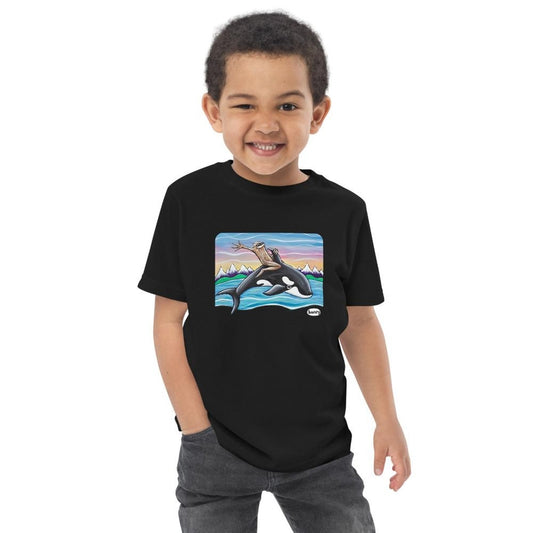 Sasquatch Riding an Orca Toddler T-Shirt