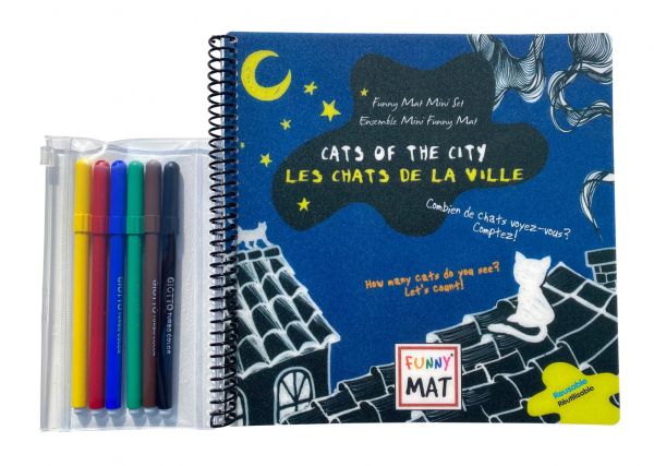 City Cats Mini Funny Mat Set with 6 Markers