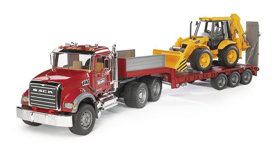 MACK Granite Flatbed Truck with JCB Loader backhoe