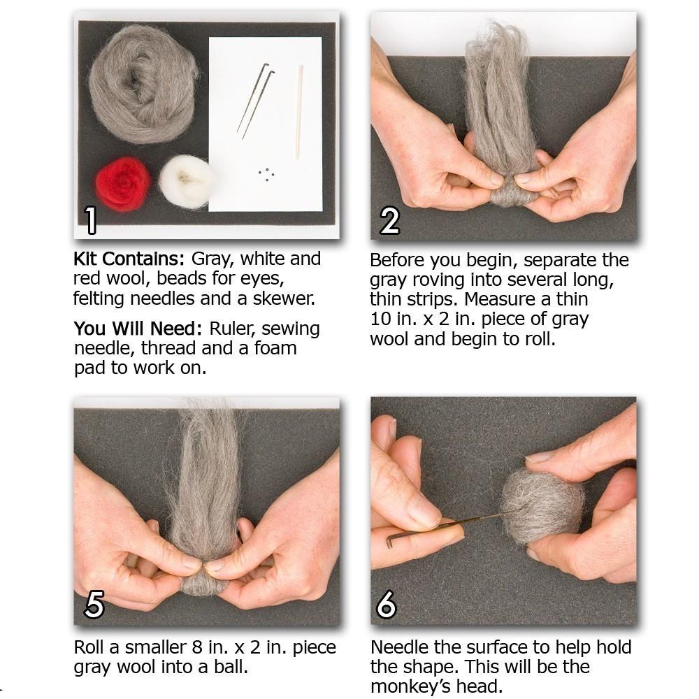 Sock Monkey Needle Felting Kit - Intermediate
