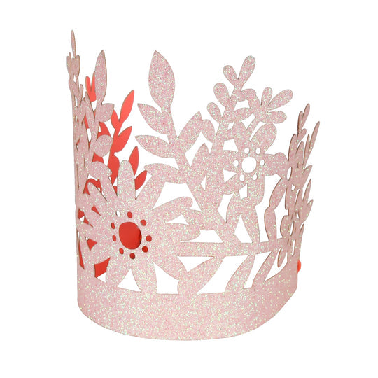 Pink Glitter Party Crowns