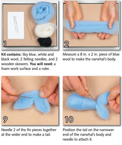 Narwhal Needle Felting Kit - Easy