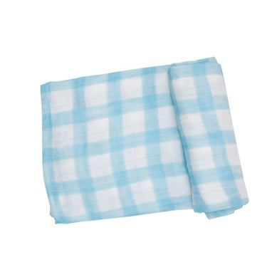 Gingham Blue Swaddle Blanket