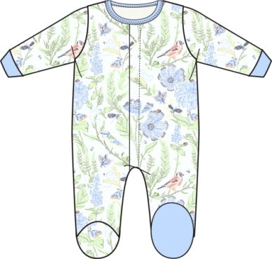 Blue Blossom Organic Cotton Magnetic Footie